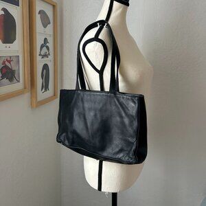 Vintage 90s DANIER East/West Black Leather Shoulder Bag